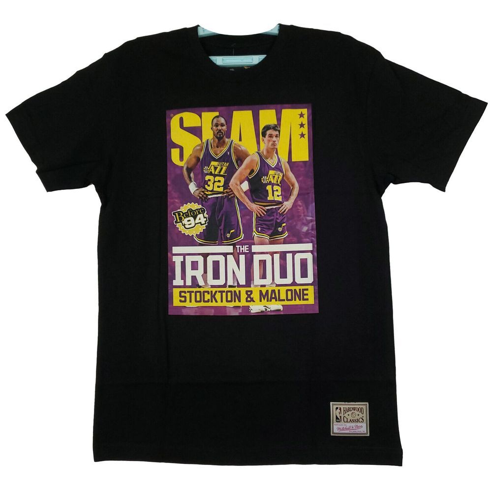 SLAM Malone Stockton Utah Jazz Mitchell & Ness NBA M Medium Shirt Black NWT